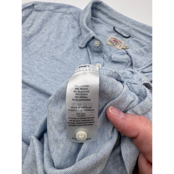 Faherty Movement‎ Mens Cardiff Blue Heather Polo Short Sleeve Large - Picture 4 of 4
